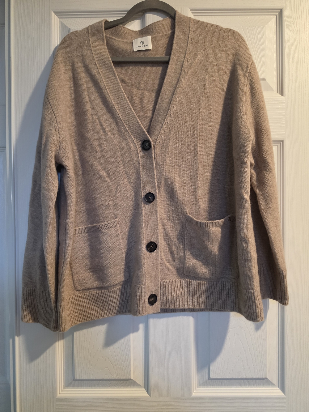 Anine Bing Tan V-Neck Button Front Cardigan